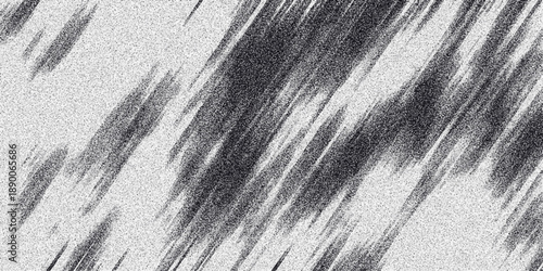 Abstract monochrome background with diagonal brushstroke-like streaks and a grainy noise overlay creating a dynamic and textured visual effect