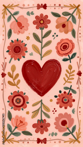 Romantic seamless pattern with hearts and flowers. Love. Valentine's Day.