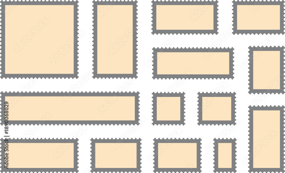 Obraz premium Blank Postage Stamp Set – Vintage Perforated Frame Collection