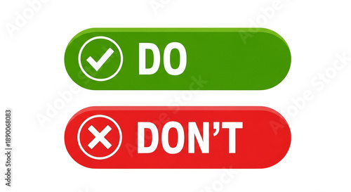 Do And Dont Buttons Green Checkmark Red X Mark