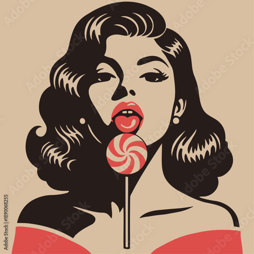 Vintage Sassy Lady Illustration.