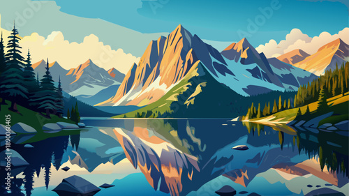 Very beautiful majestic mountain lake in High Tatras National Park, Slovakia, surrounded by steep peaks, clear reflections, and pristine alpine wilderness.