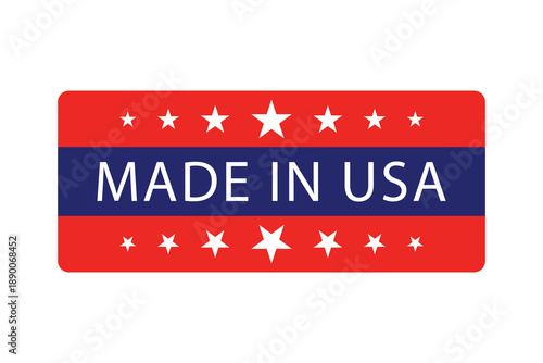Made in USA Label – Patriotic Red Blue Stars Stripe Vector Design