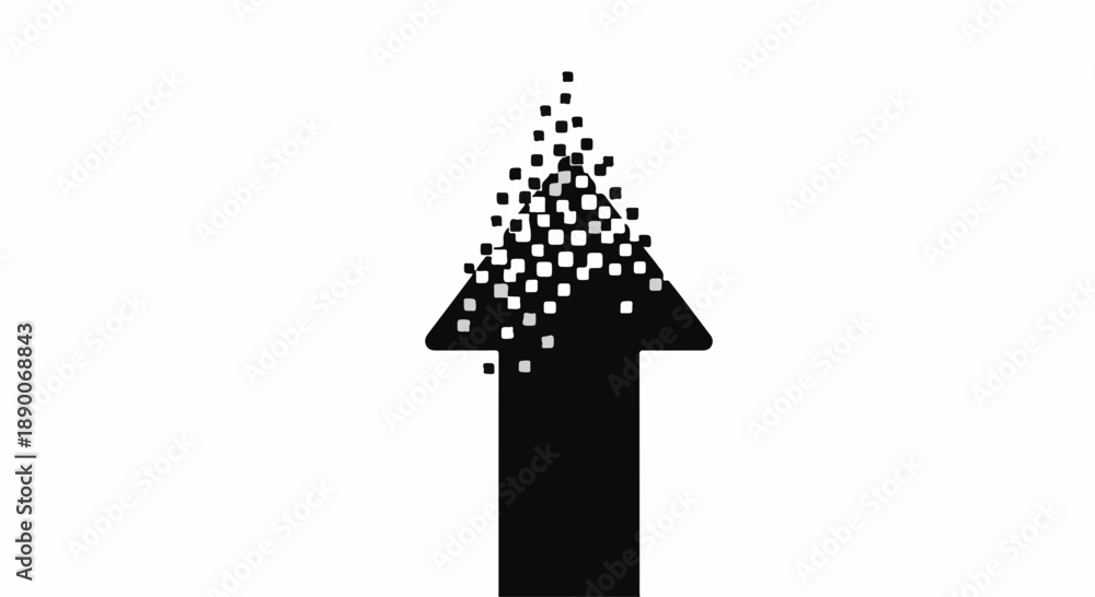 Fototapeta premium Arrow dissolving into particles, symbolizing progress and change.