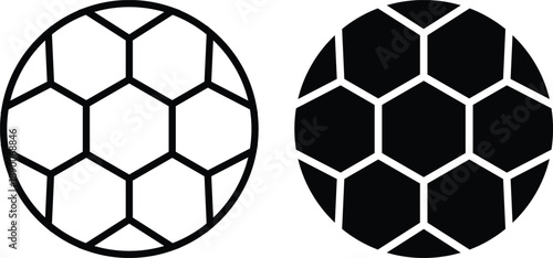 Soccer Ball Hexagon Pattern – Black White Geometric Vector Icon Set