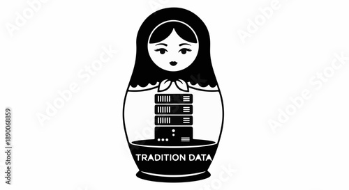 Nesting doll symbolizing traditional data storage within modern technology