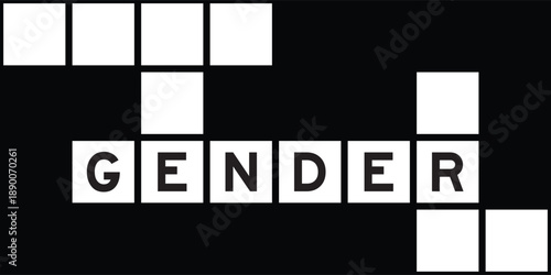 Alphabet letter in word gender on crossword puzzle background