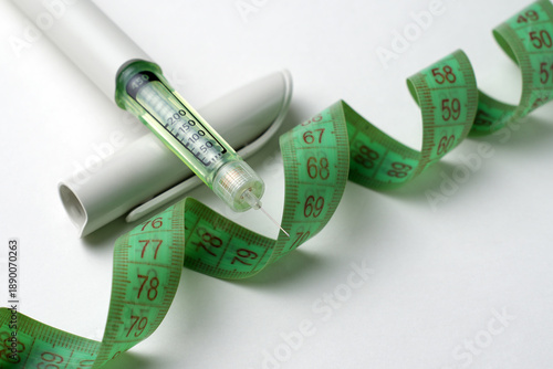 Semaglutide injection for weight loss and diabetes treatment. Insulin injector pen or GLP-1 injection pen