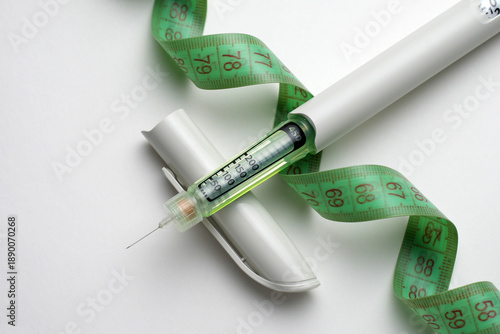 Semaglutide injection for weight loss and diabetes treatment. Insulin injector pen or GLP-1 injection pen