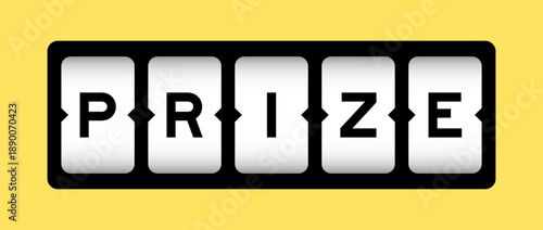 Black color in word prize on slot banner with yellow color background