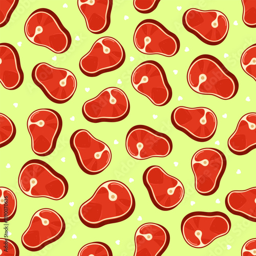 Seamless pattern celebrating meat lover diet and grilling food barbecue