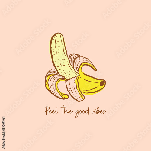 Banana print design vector hand drawn illustration