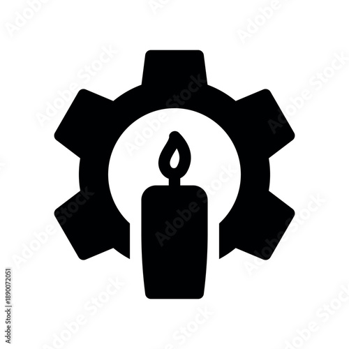 Mechanical Gear Surrounding Burning Candle