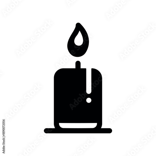 Burning Wax Candle Silhouette Vector Icon