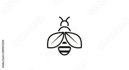 Minimalist Bee Outline Logo Design Illustration.
