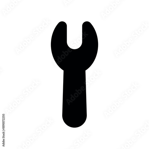 Vertical Open Ended Wrench Silhouette Vector Icon