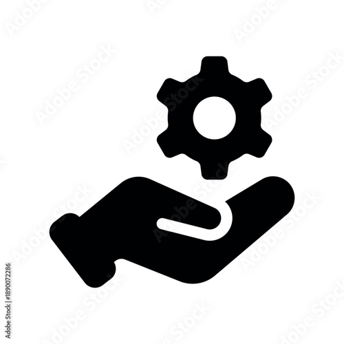 Hand Holding Mechanical Gear Support Service Icon