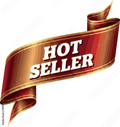 Hot seller banner design with elegant red and gold gradient for product promotion