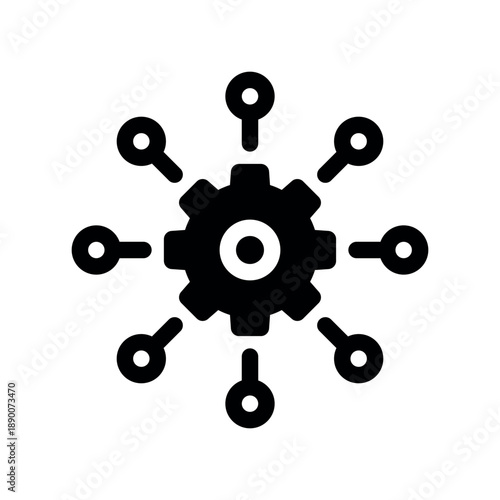Central Gear with Network Connections Icon