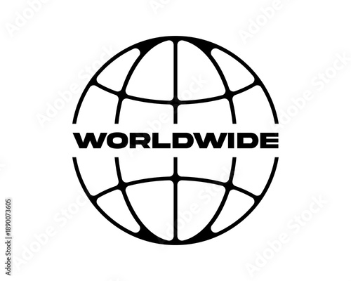 Worldwide Globe Icon with Text Representing Global Reach and Con