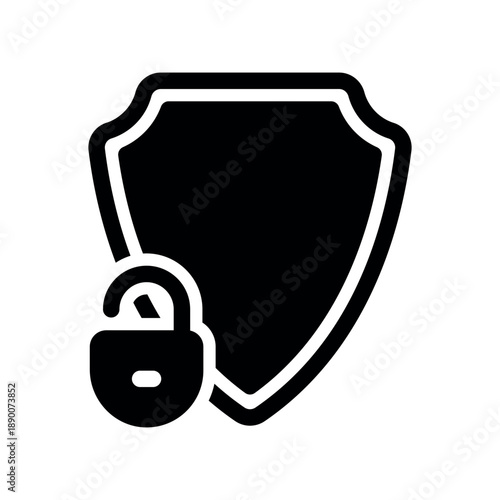 Unlocked Security Shield Padlock Icon