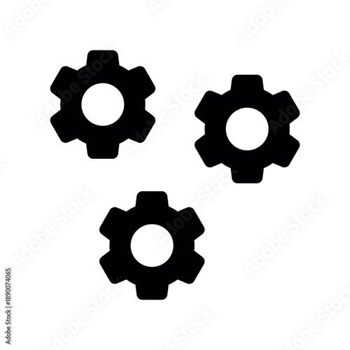Group of Three Mechanical Gears Silhouette