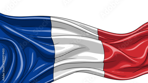 Flowing french flag design with vibrant colors and dynamic movement