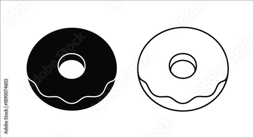 Two donut icons one filled black and one outlined side by side