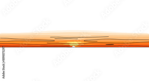 Minimalist sunset horizon with orange glow and silhouette clouds