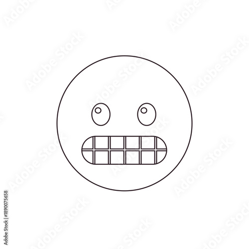 Grimacing Face with clenched teeth nervousness, embarrassment awkwardness expression nervous emoji symbol sign icon vector illustration isolated flat eek