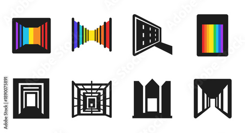 Colorful linear optical illusions and bold geometric patterns collection