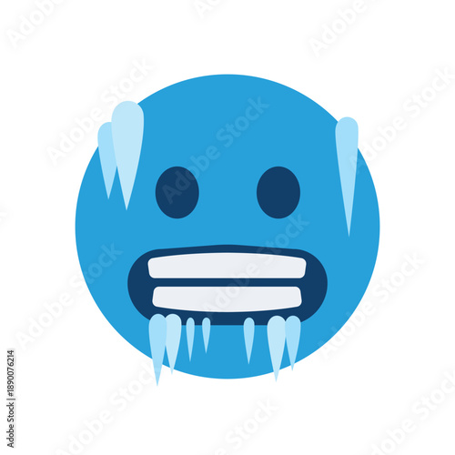 freezing cold face blue brr snow ice emoji symbol sign icon vector illustration isolated flat