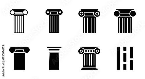 Set of classic column icons in a minimalist and modern design