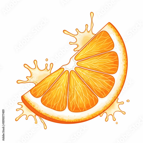 Vibrant orange slice with a refreshing juice splash, illustrating a burst of fresh citrus flavor and healthy refreshment, perfect for summer drinks and food concepts