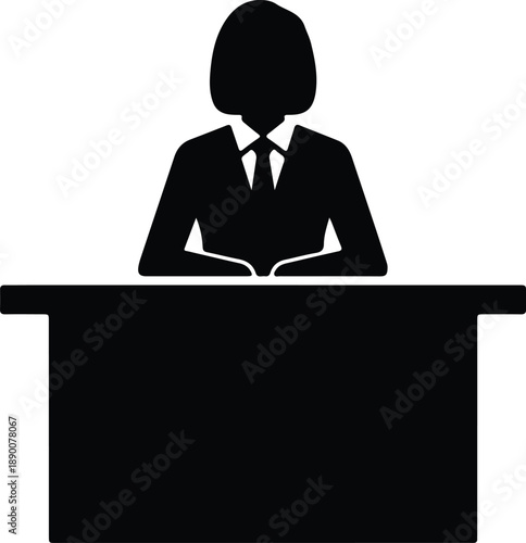 Isolated silhouette of a person in a suit at a reception desk illustration vector