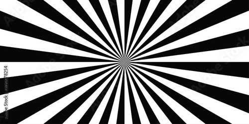 Retro vintage grunge black and white radial burst sunburst ray pattern. Sunburst vector copyspace background. Vintage sunrays illustration swirl line. Abstract circuses, stripe background design.