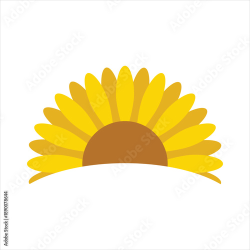 Yellow sunflower half icon graphic illustration Vector
