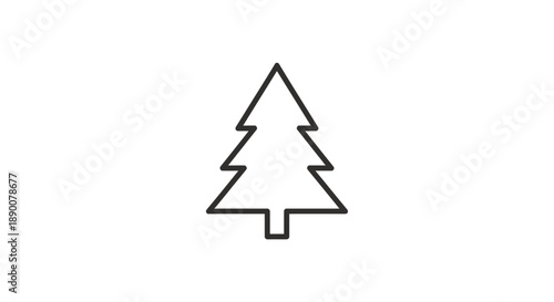 Minimalist Outline Drawing of a Evergreen Tree Icon.