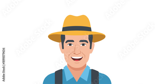 Smiling farmer man wearing hat with transparent background