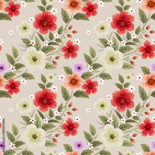Vintage pink rose floral vector illustration featuring a seamless spring nature pattern for elegant textile wallpaper and summer blossom fabric design