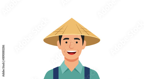 Farmer man with traditional hat with transparent background