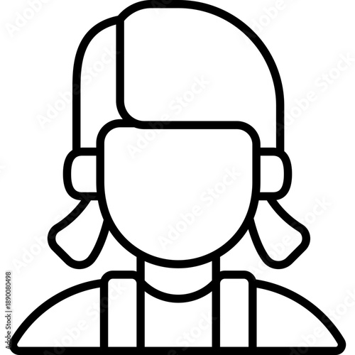 Little Girl Female Child Fill Icon: Kid Character