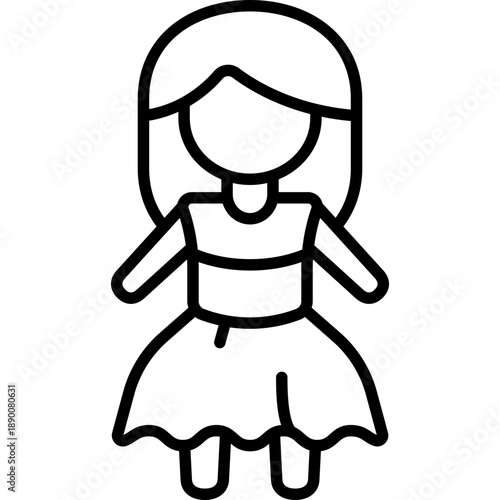 Baby Doll Toy Figure Fill Icon: Kids Playtime