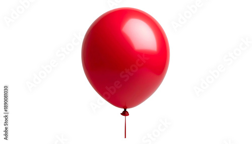 A vibrant, smooth, red balloon isolated against a stark black background, showcasing its glossy surface and a dangling string