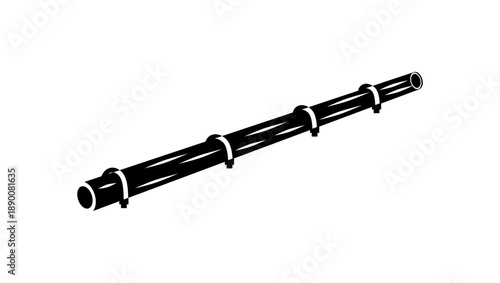 industrial glass pipeline segment, black isolated silhouette