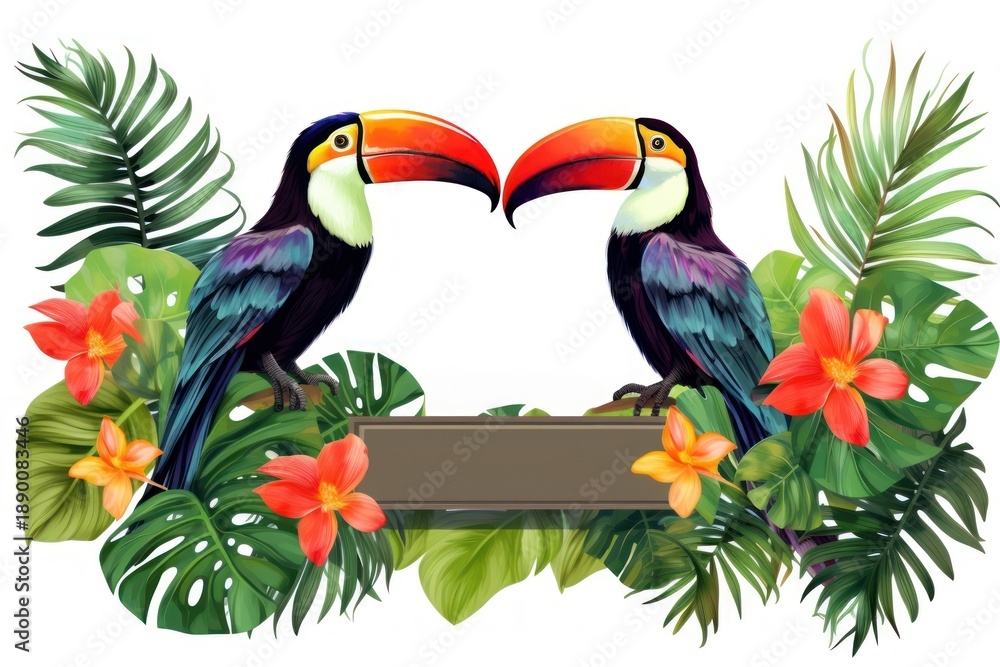 Obraz premium Tropical toucan bird outdoors nature.