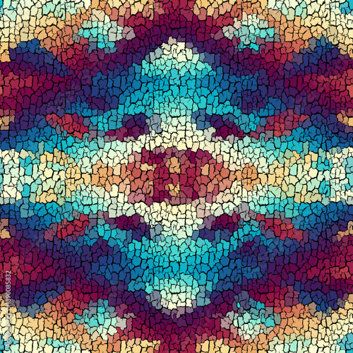 Seamless cracked weathered concrete wall colorful texture. Old cement light surface pattern. Retro background. Seamless vector illustration