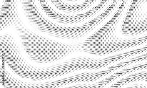 Flowing Wave Dot Halftone Pattern Curve Gradient Shape on Transparent Background. Suitable for AI, Tech, Network, Digital, Science, and Technology