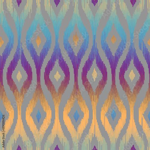 Abstract Washed Digital Watercolor Painting stripe brush seamless pattern vector background. Boho vertical Strokes Tie Dye Batik. Ombre gradient for