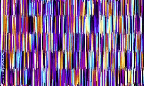 An abstract digital design with bright, geometric shapes and vibrant color gradients. Glitch seamless vector pattern. Symbol of cyberpunk, hacker